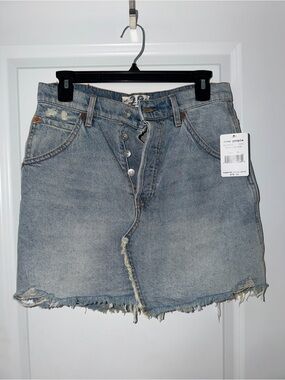 Free People Mile High Blue Light Wash Denim Skirt